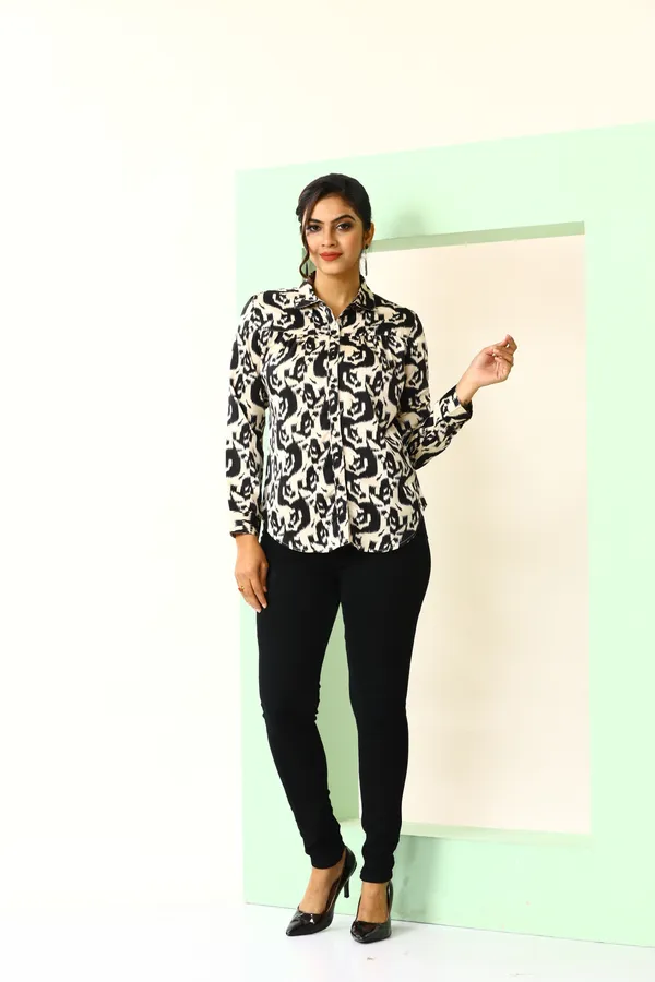 Black_Cotton_Blend_Satin_Print_Shirt_For_Women_&_Girls