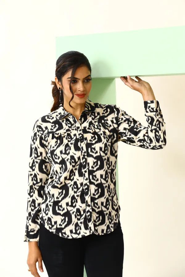 Black_Cotton_Blend_Satin_Print_Shirt_For_Women_&_Girls