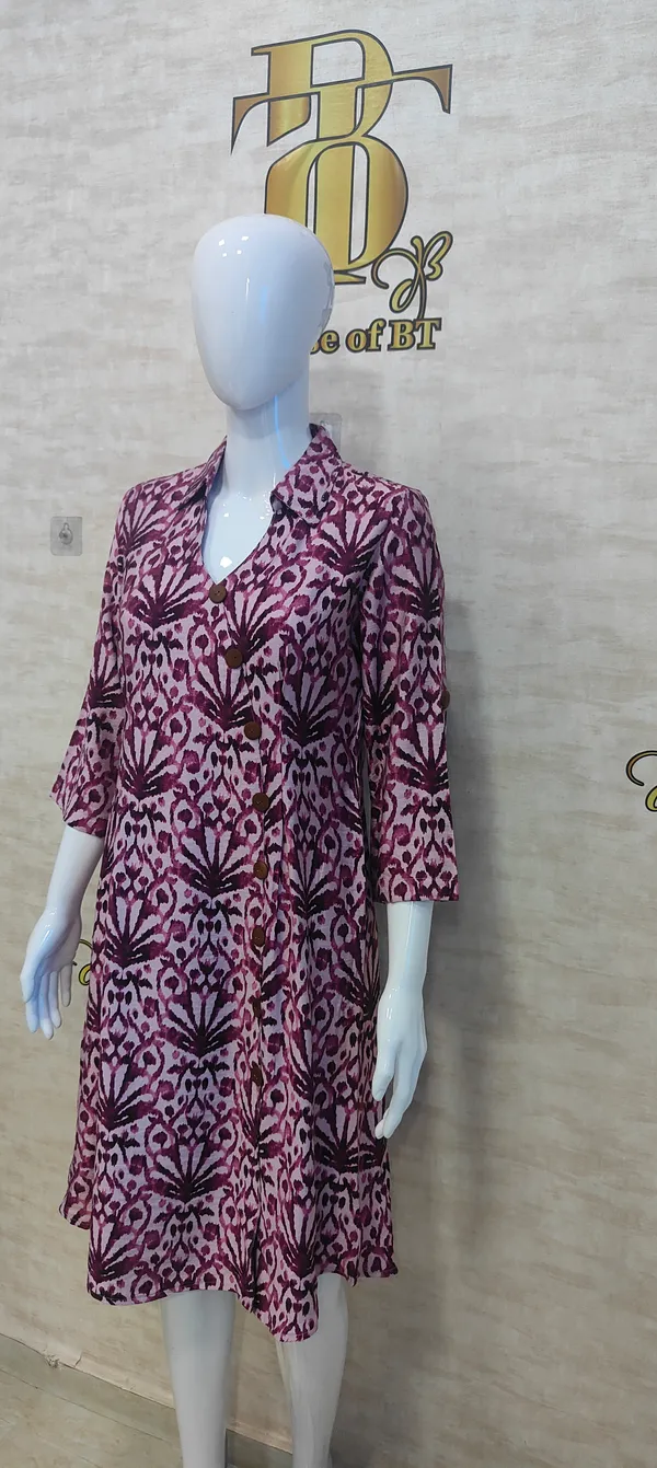 Pink_Rayon_Blend_Cotton_Comfy_Flared_Dress_For_Women_&_Girls