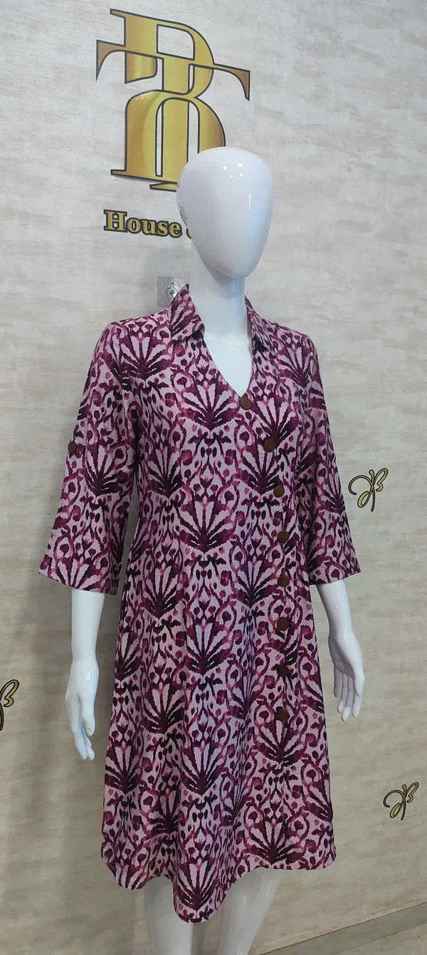 Pink_Rayon_Blend_Cotton_Comfy_Flared_Dress_For_Women_&_Girls