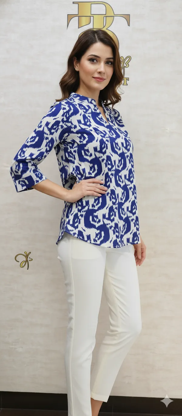 Blue_Poly_Satin_Print_Tunic_For_Women_&_Girls
