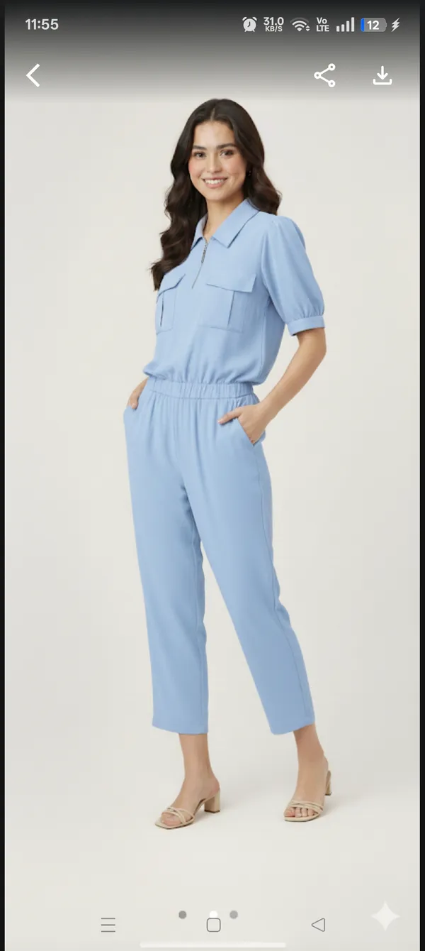 Sky_Blue_Rayon,_Polyster_Blend_Cropped_Zipup_Top_For_Women_&_Girls
