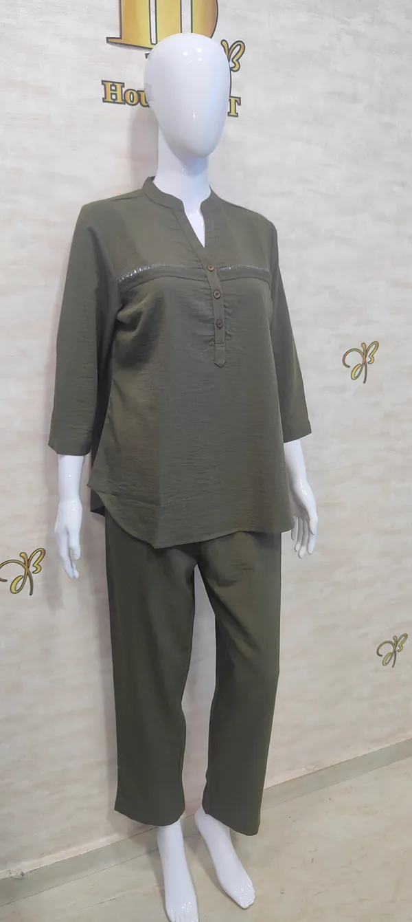 Olive_Rayon_Blend_Classic_Oasis_Co-Ord_Set_For_Women_&_Girls