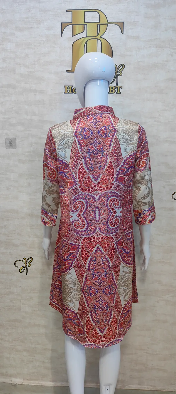 Orange_Poly_Panel_Print_Satin_Dress_For_Women_&_Girls