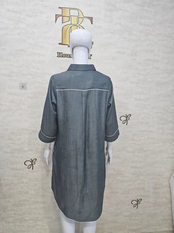 Grey_Rayon_Blend_Silky_Denim_Dress_For_Women_&_Girls