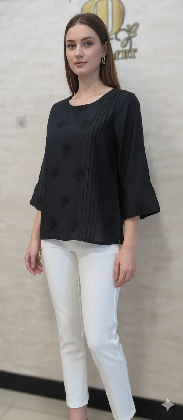 Black_Poly_Emboridered_Semi_Sheer_Tunic_For_Women_&_Girls