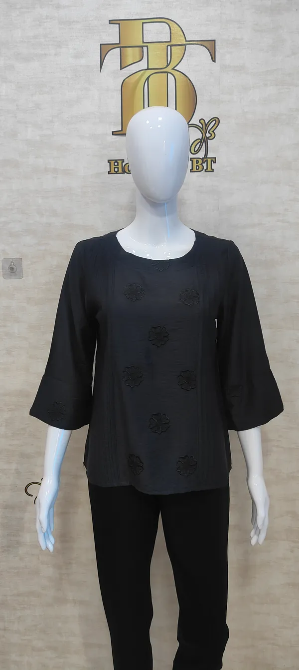 Black_Poly_Emboridered_Semi_Sheer_Tunic_For_Women_&_Girls