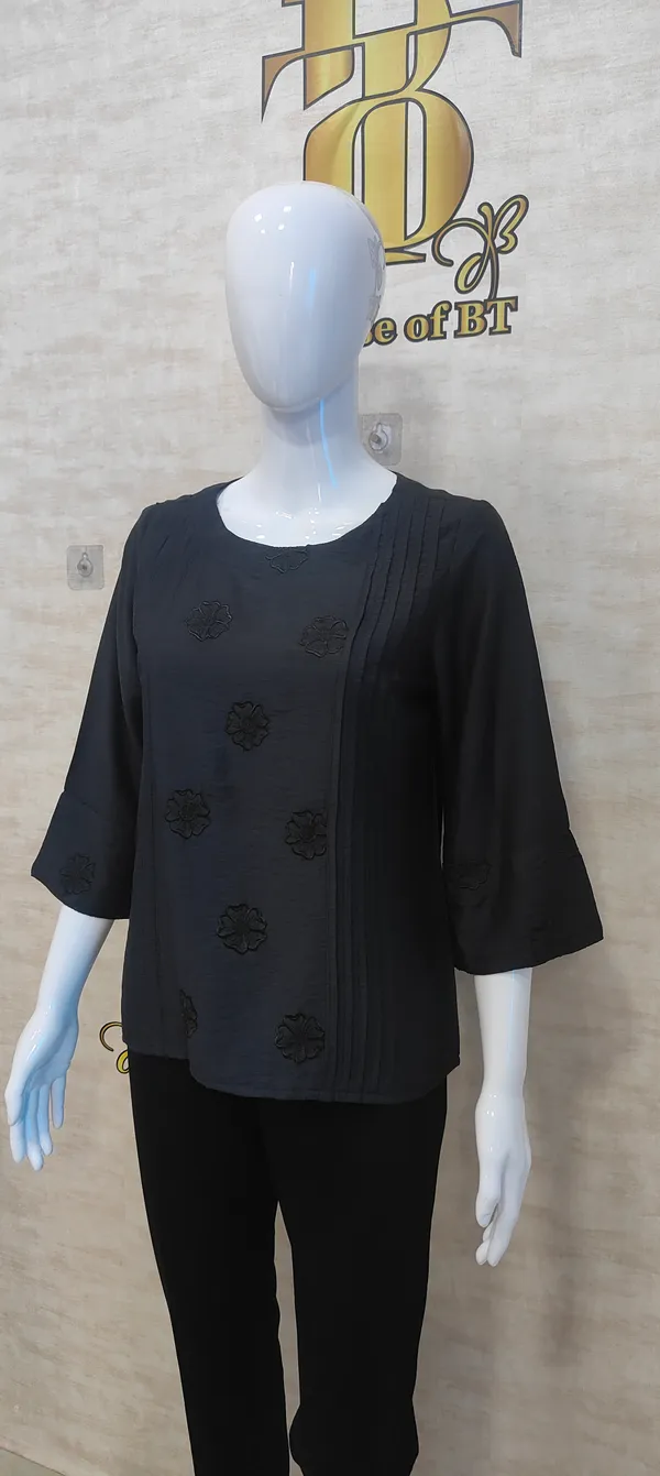 Black_Poly_Emboridered_Semi_Sheer_Tunic_For_Women_&_Girls