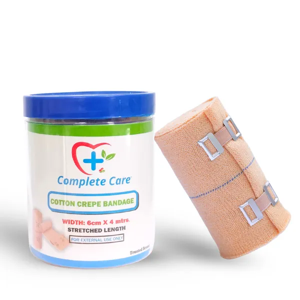 Crepe_Bandage_-_Elastic_Compression_Wrap_for_Sprains,_Strains,_and_Joint_Support_-_Breathable_Cotton_First_Aid_Bandage_for_Sports_and_Injury_Recovery,_6_cm_x_4_m,_(Pack_of_1)