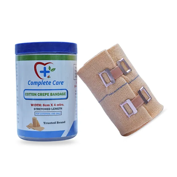 Crepe_Bandage_-_Elastic_Compression_Wrap_for_Sprains,_Strains,_and_Joint_Support_-_Breathable_Cotton_First_Aid_Bandage_for_Sports_and_Injury_Recovery,_8_cm_x_4_m,_(Pack_of_1)