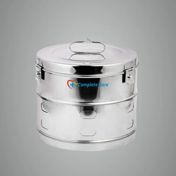 Stainless_Steel_Jointed_Dressing_Drum,_Autoclavable_Sterilization_Container_For_Medical_&_Surgical_Use,_Secure_Lock_&_Durable_Design_(11''_X_9'')