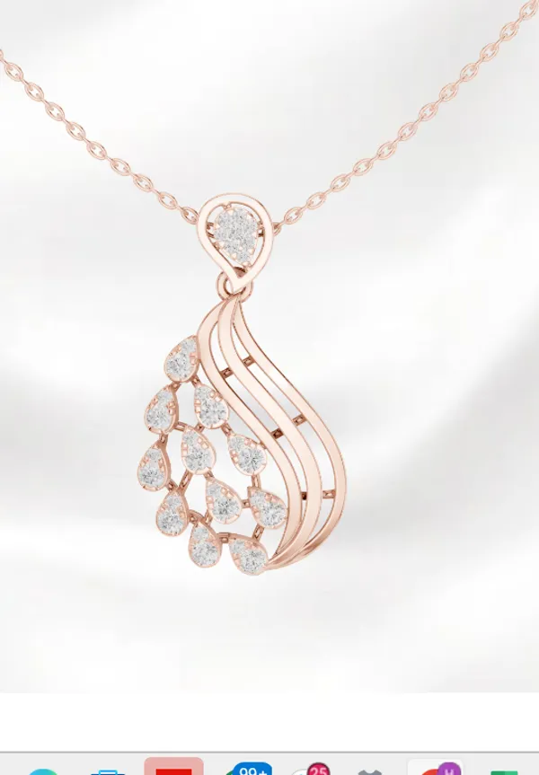 925_Rose_Gold_Plated_Radiant_Teardrop_Mossiantie_Pendant_For_Women