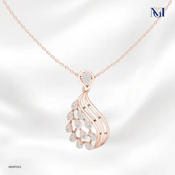 925_Rose_Gold_Plated_Radiant_Teardrop_Mossiantie_Pendant_For_Women