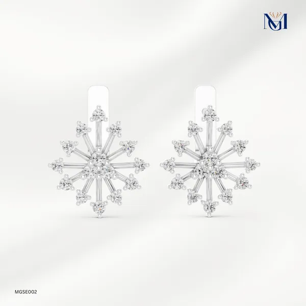 Leaf_Design_Moissanite_Earrings_in__Silver