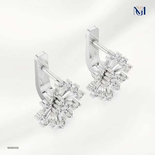 Leaf_Design_Moissanite_Earrings_in__Silver
