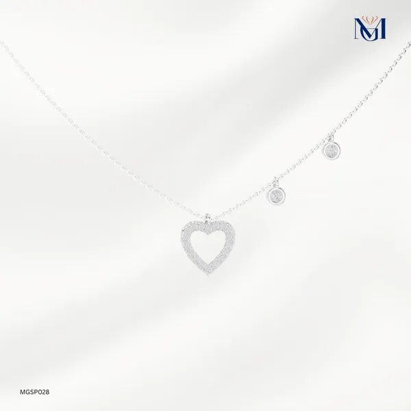 925_Silver_Whispering_Heart_Mossiantie_Necklace_For_Women