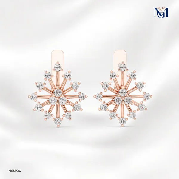 Leaf_Design_Moissanite_Earrings_in__Rose_Gold_Plated