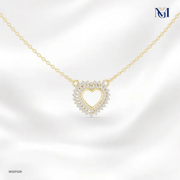 925_Gold_Plated_Dazzling_Halo_Heart_Necklace_For_Women