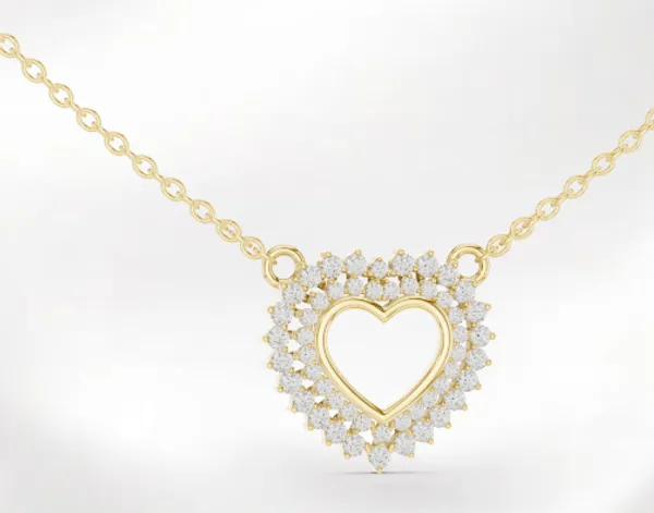 925_Gold_Plated_Dazzling_Halo_Heart_Necklace_For_Women