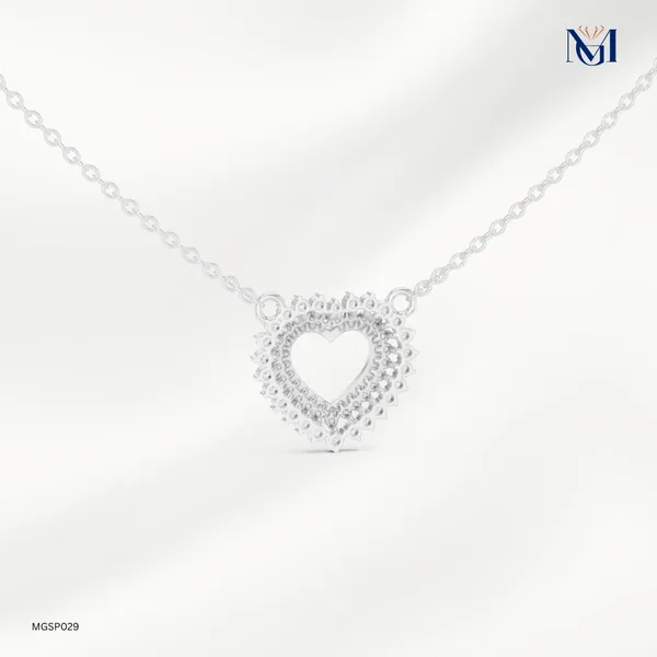 925_Silver_Dazzling_Halo_Heart_Necklace_For_Women