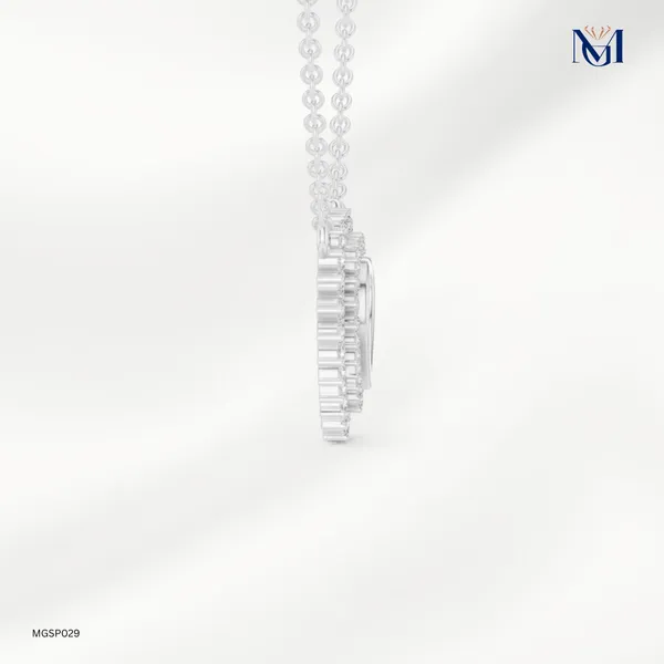 925_Silver_Dazzling_Halo_Heart_Necklace_For_Women