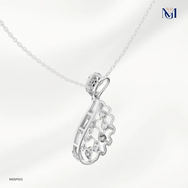 925_Silver_Radiant_Teardrop_Mossiantie_Pendant_For_Women