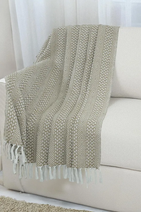 Beige_&_White_Handwoven_&_White_Diamond_Pattern_Cotton_Throw_Blanket_With_Tassels_For_Living_Room_Sofa_Chair_And_Couch_Reversible_And_Breathable_Throw_With_Tassels_(125_Cm_X_150Cm)