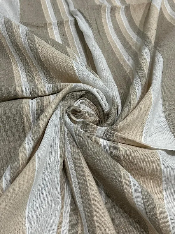 Brown_And_White_Handloom_Cotton_Polyester_Single_Size_Bedsheet_Without_Pillow_Covers_&_White_Stripes_Woven_Bedsheet_67_X_100In_210_Tc_(Pack_Of_1)