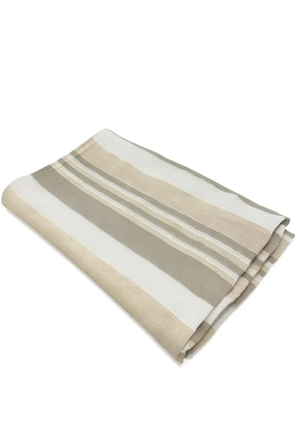 Brown_And_White_Handloom_Cotton_Polyester_Single_Size_Bedsheet_Without_Pillow_Covers_&_White_Stripes_Woven_Bedsheet_67_X_100In_210_Tc_(Pack_Of_1)