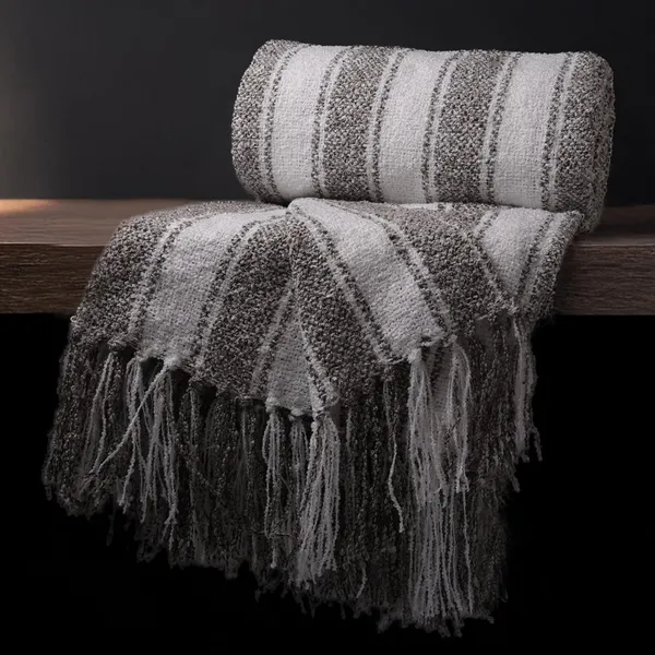 White_&_Brown_Chenille_Decorative_Throw_For_Sofa_&_Chair_With_Tassels_Soft_&_Lightweight_Machine_Washable_White52X_72Ines_Ideal_For_Your_Home_Living_Room_Couch