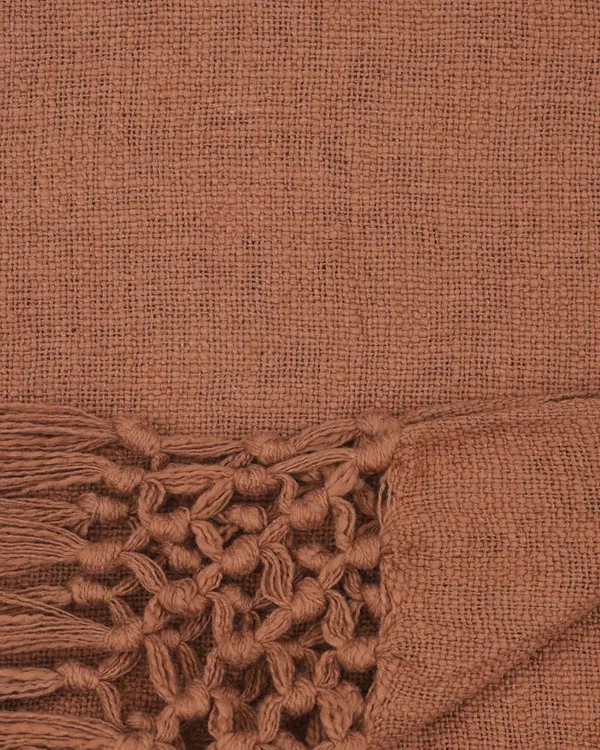 Rust_Brown_Terracotta_Cotton_Throw_Blanket_With_Macrame_Tassels_Ideal_For_Your_Home_Living_Room_Sofa_Bed_Chair_Picnic_&_Used_For_Gift_50X70_Cm