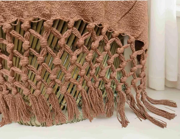 Rust_Brown_Terracotta_Cotton_Throw_Blanket_With_Macrame_Tassels_Ideal_For_Your_Home_Living_Room_Sofa_Bed_Chair_Picnic_&_Used_For_Gift_50X70_Cm