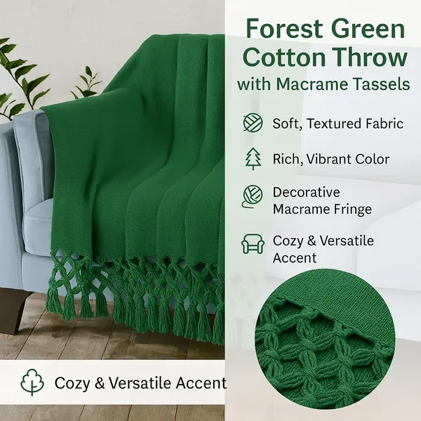 Dark_Green_Dark_Cotton_Throw_Blanket_With_Macrame_Tassels_For_3_Seater_Sofa_Ideal_For_Your_Home_Living_Room_Sofa_Bed_Chair_Picnic_&_Used_For_Gift_50X70_Cm