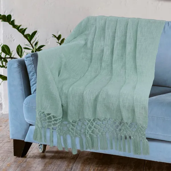 Light_Blue_Cotton_Throw_Blanket_With_Macrame_Tassels_For_3_Seater_Sofa_Ideal_For_Your_Home_Living_Room_Sofa_Bed_Chair_Picnic_&_Used_For_Gift_50X70_Cm_Light