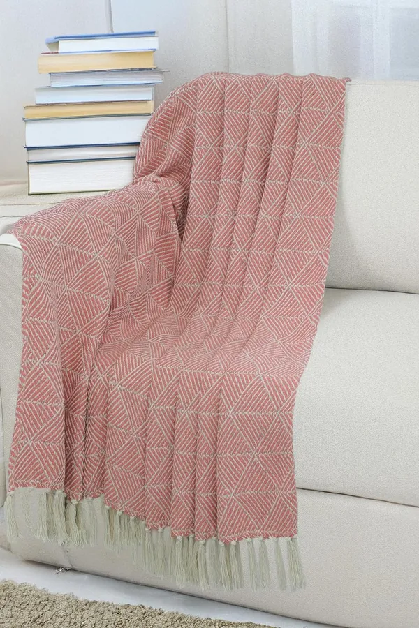 Pink_Diamond_Woven_Cotton_Throw_228X254_Cm_Terracotta_Pink_Cover_For_Sofa_Bed_Chair_&_Travel_Ideal_For_All_Season_(Pack_Of_1)