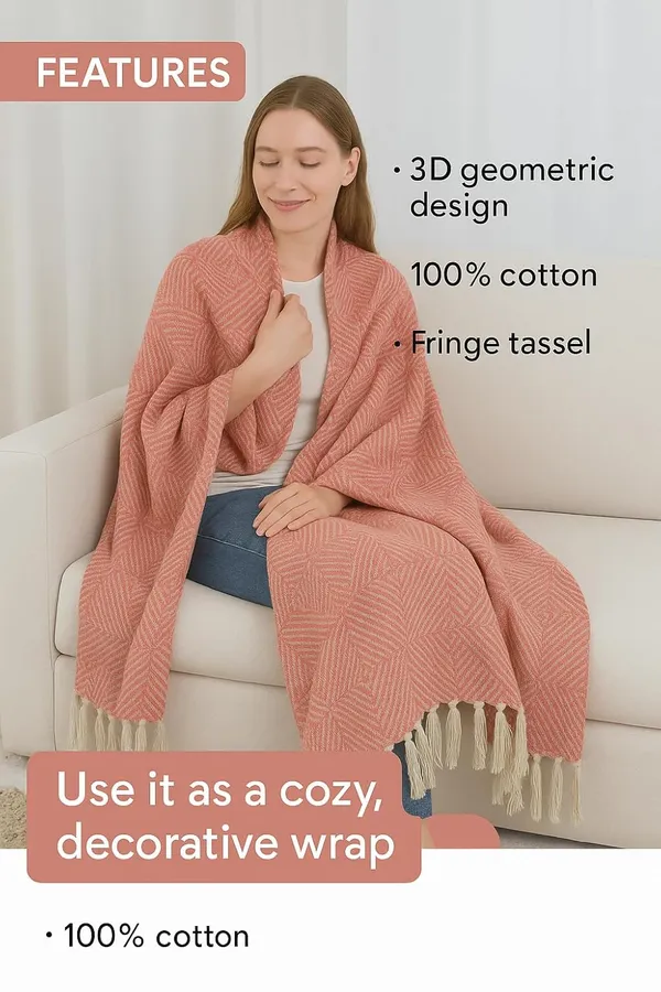 Pink_Diamond_Woven_Cotton_Throw_228X254_Cm_Terracotta_Pink_Cover_For_Sofa_Bed_Chair_&_Travel_Ideal_For_All_Season_(Pack_Of_1)