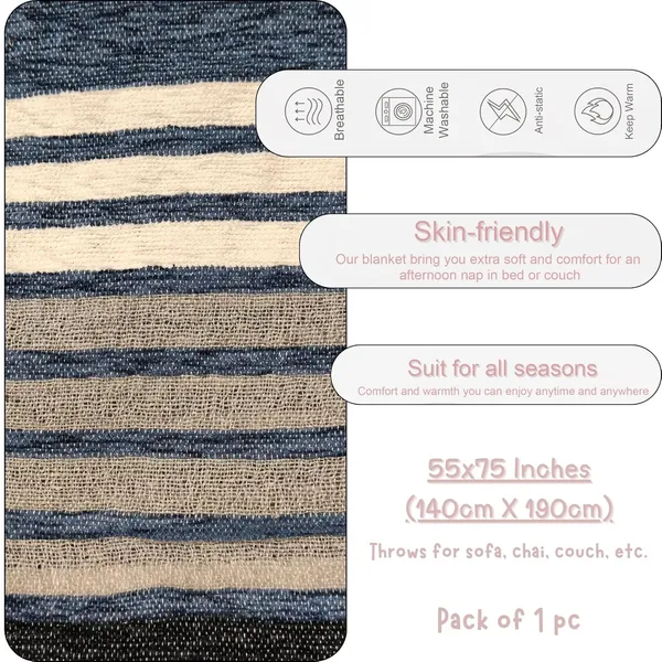 Blue_Handwoven_Striped_Pure_Chenille_Throw_Blanket_For_3_Seater_Sofa_140X190_Cm_Throw_For_Sofa_Bed_Chair_&_Travel_Ideal_For_All_Season_Pack_1