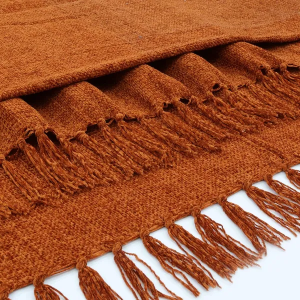 Brown_Rust_Luxe_Chenille_Throw_Blanket_With_Fringe_140X180_Cm_Ultra_Soft_For_Decorative_Sofa_&_Bed_Cover(Pack_Of_1)