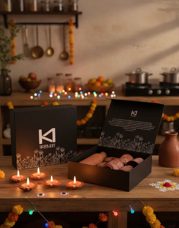 Set_of_8_Handmade_Gift_Box|_1_Boho_Bottle,_4_Clay_Glasses_&_3_Diya_Gift_Box