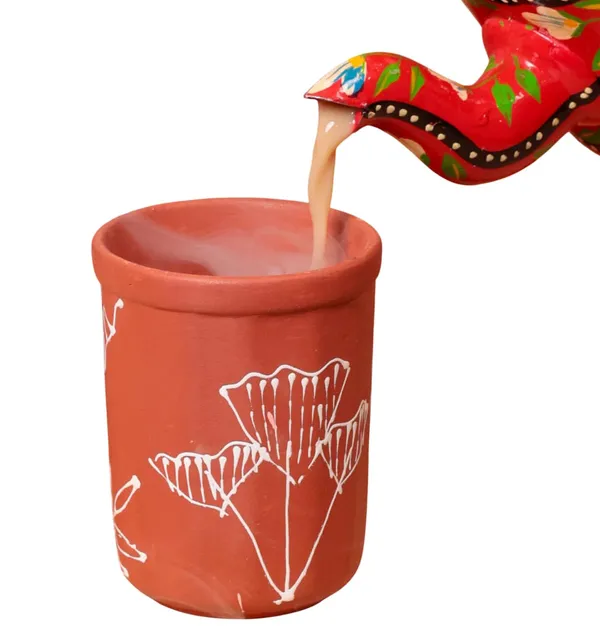 Terracotta_Clay_Kullad_Tea_Cups_Set|_Brown_Handpainted_Terracotta_Clay_(120_Ml)