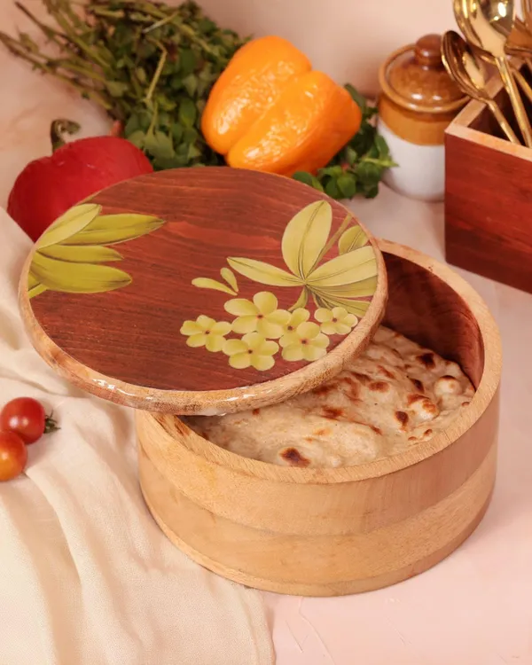 Brown_Wooden_Kitchen_Organiser_Set_With_Floral_Design,_Cutlery_Holder_And_Storage_Box,_Round_Container_With_Lid