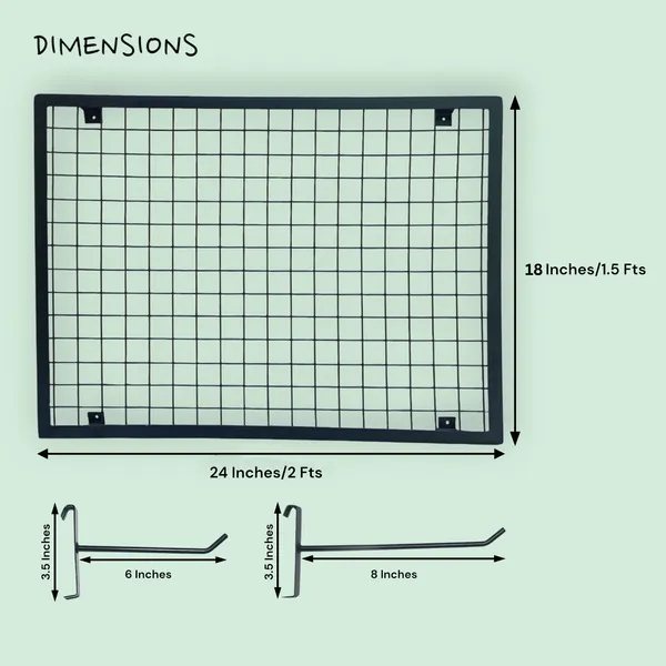 Black_Angled-Frame_Display_Panel_2'x1.5'_(3_Pcs)_With_6"_Hooks_(16_Pcs)_&_8"_Hooks_(14_Pcs)