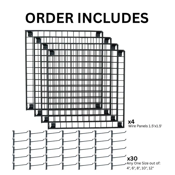 Black_Alloy_Steel_Gridwall_Diplay_Panel_1.5'x1.5'_Square_Shape_(4_Pcs)_With_Hooks_(30_Pcs)