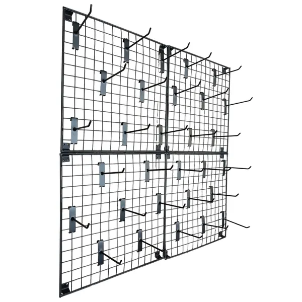 Black_Alloy_Steel_Gridwall_Diplay_Panel_1.5'x1.5'_Square_Shape_(4_Pcs)_With_Hooks_(30_Pcs)