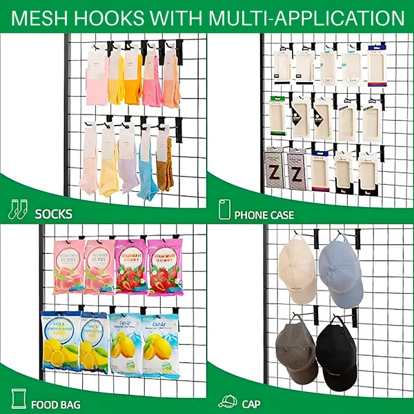 Gridwall_Display_Panel_1.5'x1.5'_Square_Panels_(2Pcs)_with_15_Mesh_Hooks
