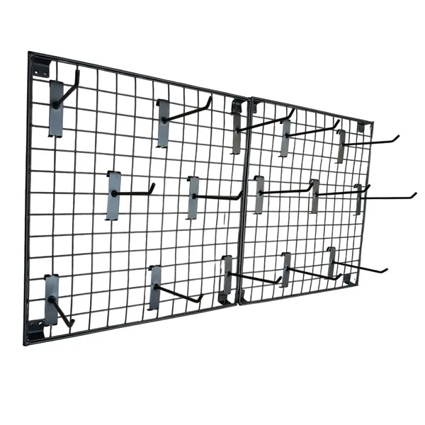 Gridwall_Display_Panel_1.5'x1.5'_Square_Panels_(2Pcs)_with_15_Mesh_Hooks