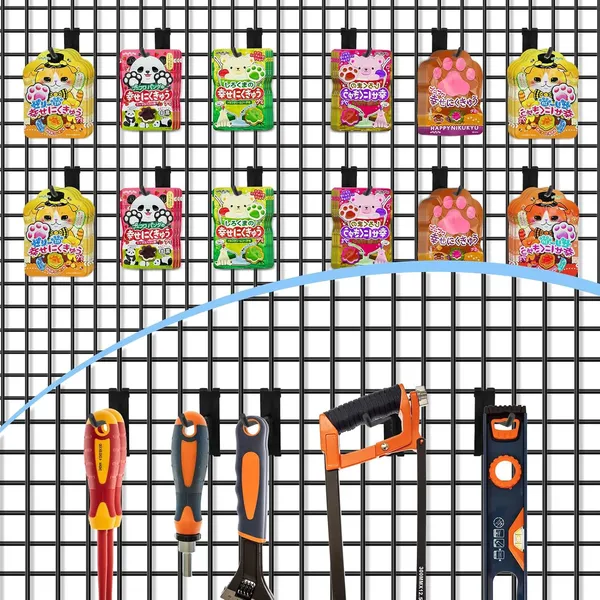 Black_Gridwall_Display_Panel_2'x1.5'_(3_Pcs)_With_6"_Hooks_(16_Pcs)_&_8"_Hooks_(14_Pcs)