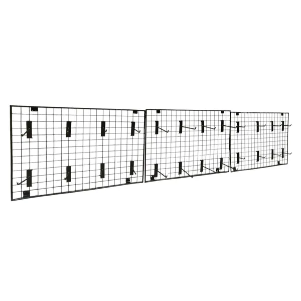 Black_Gridwall_Display_Panel_2'x1.5'_(3_Pcs)_With_6"_Hooks_(16_Pcs)_&_8"_Hooks_(14_Pcs)