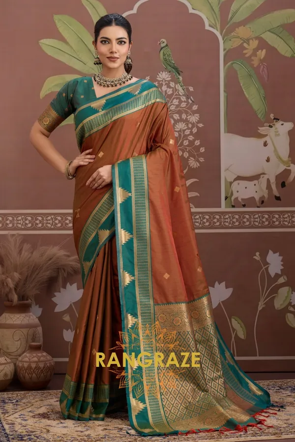 Peach_Kanjivaram_Silk_Saree_For_Women