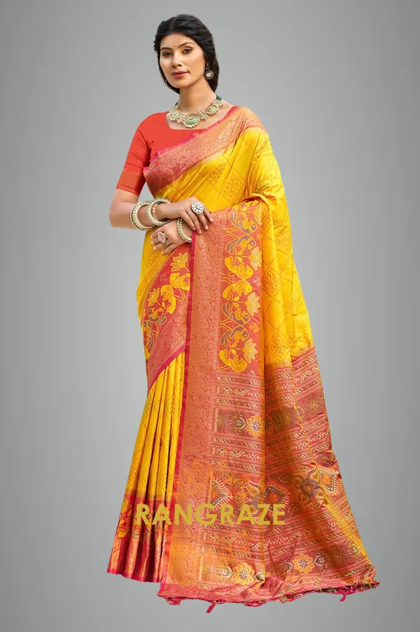 Golden_Yellow_Banarasi_Silk_Saree_For_Women